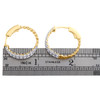 14K Yellow Gold Round Cut Diamond Double Row Hoop 0.95" Prong Set Earrings 2 CT.