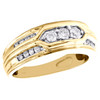 14K Yellow Gold Round Diamond 3-Stone Statement Wedding Band 8mm Ring 1/2 CT.