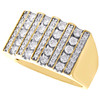 14K Yellow Gold Round Diamond Channel Set Bar Statement Band 14mm Ring 1.50 CT.