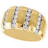 14K Yellow Gold Brushed Round Diamond Wedding Band Vertical 13mm Ring 1.50 CT.