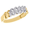 10K Yellow Gold Round Diamond Cuban Link Statement Band 6.75mm Pave Ring 3/8 CT.