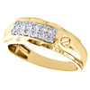 10K Yellow Gold Round Diamond Double Row Wedding Band 8mm Mens Pave Ring 3/8 CT.