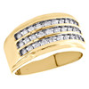 10K Yellow Gold Round Diamond Channel Set 3 Row Wedding Band 12mm Ring 1/2 CT.