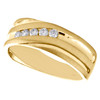 14K Yellow Gold Round Diamond Diagonal 5 Stone Wedding Band 7.50mm Ring 1/4 CT.