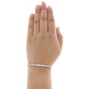 brazalete de tenis bolo con engarce de puntas de diamantes redondos en oro blanco de 14 k, 14" | 3,50 mm | 4 qt.