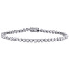 14K White Gold Round Cut Diamond 4-Prong Tennis Link Bracelet 7" | 3.50mm | 3 CT