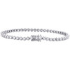 14K White Gold Round Cut Diamond 4-Prong Tennis Link Bracelet 7" | 3.50mm | 3 CT