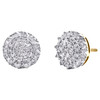 14K Yellow Gold Round Diamond Halo Cluster Frame 10mm Stud Fancy Earrings 1/2 CT