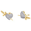 10K Yellow Gold Round Diamond Dagger Knife Heart Stud 16mm Pave Earrings 1/6 CT.