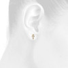 ohrstecker aus 10-karätigem Gelbgold mit runden Diamanten, ägyptisches Ankh-Kreuz, 9 mm Pavé-Fassung, 1/10 ct