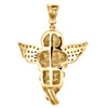 10K Yellow Gold Round Diamond Mini Baby Angel Pendant 1.30" Pave Charm 1/5 CT.