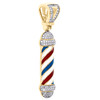 10K Yellow Gold Diamond Barber Shop Pole Pendant 1.80" Enamel Pave Charm 1/2 CT.