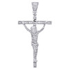 14K White Gold Genuine Diamond Jesus Cross Pendant 1.90" Crucifix Charm 1/2 CT.