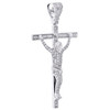 14K White Gold Genuine Diamond Jesus Cross Pendant 1.90" Crucifix Charm 1/2 CT.