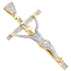 10K Yellow Gold Genuine Diamond Jesus Cross Pendant 2.20" Crucifix Charm 3/4 CT.