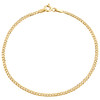 14K Yellow Gold 2mm Solid Plain Curb Cuban Link Anklet / Bracelet 7 - 10 Inches