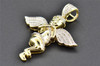Mini Angel Diamond Pendant 10K Yellow Gold Flying Wings Cherub Charm 0.21 CT