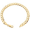 bracelet à fermoir mousqueton à maillons cubains en or jaune 14 carats de 7 mm avec bordure unie solide de 8 à 9 pouces