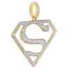10K Yellow Gold Genuine Round Diamond Super Man Logo Pendant Pave Charm 0.50 Ct.