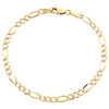 bracelet à maillons figaro uni en or jaune 14 carats 3,80 mm, fermoir mousqueton 7 à 8 pouces