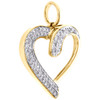 10K Yellow Gold Round Diamond Heart Pendant 1" Statement Pave Set Charm 1/4 CT.