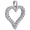 14K White Gold Round Diamond Outline Heart Pendant 1.15" Prong Set Charm 2 CT.