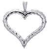 14K White Gold Round Diamond Outline Heart Pendant 1.15" Prong Set Charm 2 CT.