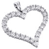 14K White Gold Round Diamond Outline Heart Pendant 1.15" Prong Set Charm 2 CT.