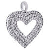 14K White Gold Diamond Triple Outline Heart Pendant 1" Statement Pave Charm 1 CT