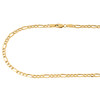 Véritable collier à maillons figaro uni en or jaune 14 carats de 3,80 mm, 16 à 24 pouces