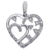 14K White Gold Round Diamond Cluster Heart Pendant 0.75" Statement Charm 1/6 CT.