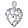 14K White Gold Round Diamond Cluster Heart Pendant 0.75" Statement Charm 1/6 CT.