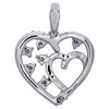 14K White Gold Round Diamond Cluster Heart Pendant 0.75" Statement Charm 1/6 CT.