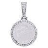 10K White Gold Memory Frame Diamond Medallion Photo Pendant 1.55" Charm 2/5 CT.