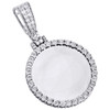 10K White Gold Memory Frame Diamond Medallion Photo Pendant 1.55" Charm 2/5 CT.