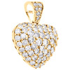 10K Yellow Gold Round Diamond Domed Heart Pendant 0.75" Statement Charm 1.25 CT.