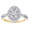 10K Yellow Gold Round Diamond Oval Halo Cluster Engagement Split Shank Ring 1 CT