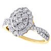 10K Yellow Gold Round Diamond Oval Halo Cluster Engagement Split Shank Ring 1 CT