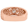 14K Rose Gold 1/2 CT Solitaire Diamond Flower Filigree Engagement Ring 0.75 TCW.