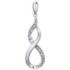 Unendlichkeitsanhänger aus Sterlingsilber mit rundem Diamant, 1,1 Zoll, Statement-Pflaster-Charm, 1/20 ct