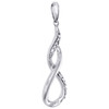 Sterling Silver Round Diamond Infinity Pendant 1.1" Statement Pave Charm 1/20 CT