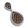 Ciondolo a goccia pendente con diamanti marroni marroni in argento sterling da 1/6 ct.