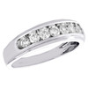 10K White Gold Round Diamond 7 Stone Channel Set Wedding Band Mens Ring 3/4 CT.