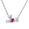 Sterling Silver Diamond & Created Ruby Heart LOVE 17" Statement Necklace 1/2 CT.