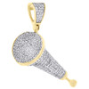 10K Yellow Gold Diamond Microphone Mic Drop Pendant 1.1" Pave Charm 0.65 CT.