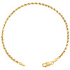 pulsera de eslabones de cuerda con corte de diamante macizo de 2 mm de oro amarillo de 14 quilates con cierre de langosta de 7 a 8 pulgadas