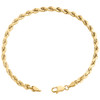 pulsera de eslabones de cuerda con corte de diamante sólido de 4 mm de oro amarillo de 14 k con cierre de langosta de 7 a 9 pulgadas