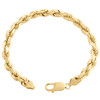 14K Yellow Gold 7mm Solid Diamond Cut Rope Link Bracelet Lobster Clasp 8-9 Inch