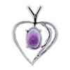 Diamond Created Amethyst Heart .925 Sterling Silver Pendant w/ Chain 0.74 Tcw