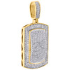 10K Yellow Gold Real Diamond Dome Dog Tag Pendant 1.50" Mens Pave Charm 0.83 CT.